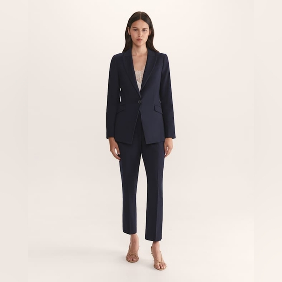 Saba Celeste 100% Wool Suit Blazer & Tapered Pant Suit Size 1 & 2 Or XS - Picture 1 of 5